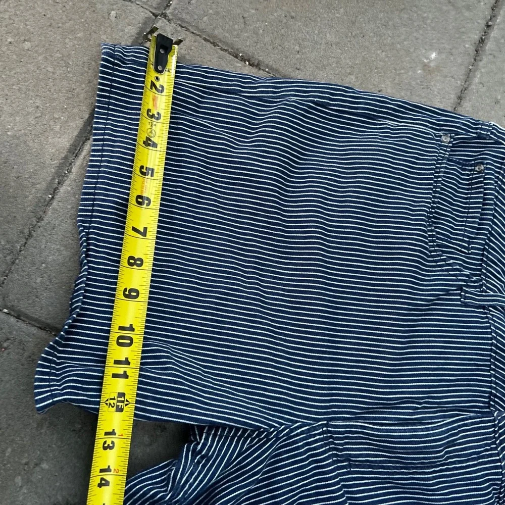 Lee Hickory Stripe Shorts 22 Blue White Workwear Mid Rise